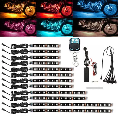 12PCS Motorcycle RGB LED Neon Under Glow Accent Lights Strip Remote Control Kit • $26.75