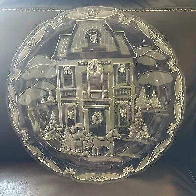 MIKASA Winter Wonderland House Round 15  Large Glass Hostess Platter Christmas  • $9.99