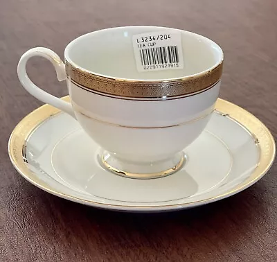 Mikasa Palatial Gold  Footed Coffee / Tea Cup & Saucer Set NEW • $13.99