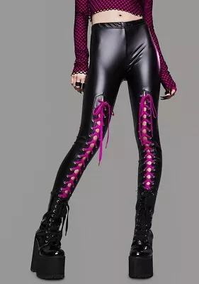 Widow Dirty Little Secret Lace Up Leggings Goth Size XS (6/8) E-Girl Emo BNWT • £32.50