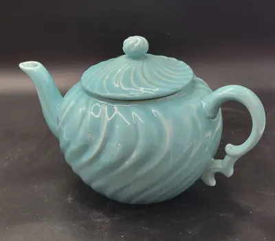 Vintage Franciscan Teapot W/ Lid Aqua Turquoise Blue Coronado Matte 4 Cup Swirl  • $34.99