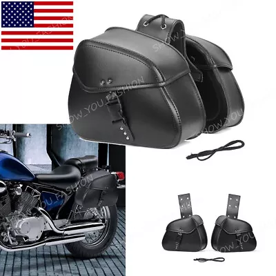 2pcs PU Leather Motorcycle Side Saddle Bags Saddlebags Luggage Side Box Tool Bag • $61.77