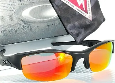 NEW Oakley FLAK JACKET Matte BLACK POLARIZED Galaxy Ruby Mirror Sunglass Oo9009 • $129.87