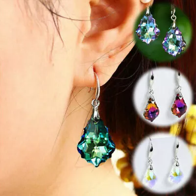 Earrings Boho Silver Color Long Dangle Zircon Stone Drop Female Rainbow • $3.56