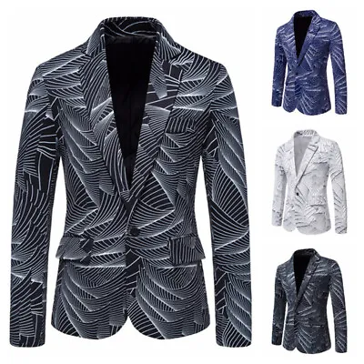 Gents Work Blazer Jacket Men Business Casual Button Slim Fit Dress Suit Coat Top • $35.87