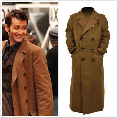 £50.40 • Buy 10th Doctor Who Th Dr. Ten Brown Long Coat Trench Jacket Cosplay Costume 