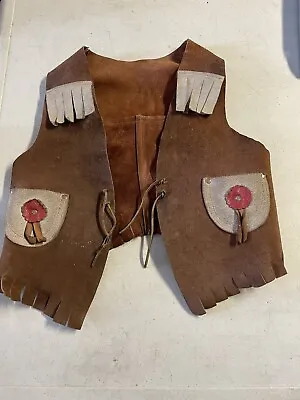 Rawhide Leather Child’s Vest & Chaps 1960s Vintage Fringe Theater Movie TV • $99.96