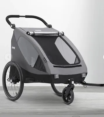 Jeep Everest 2-in-1 Child Bike Trailer And Stroller For 2 Kids- Grey • $400