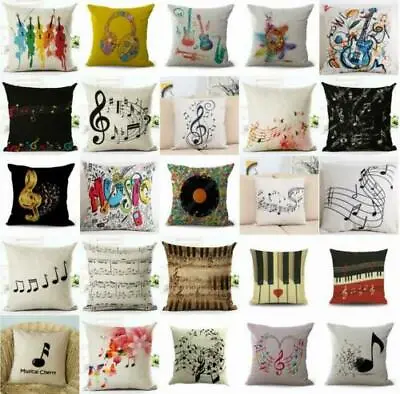 Cushion Cover Retro Music Note Print Throw  Art Home Office Decor Pillow Case • £5.27