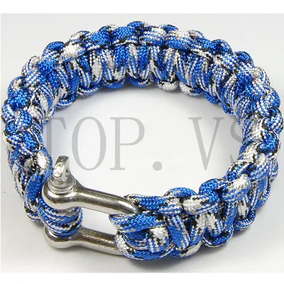 550 Paracord Military Camping Hiking Bracelet Parachute Cord Metal Shackle #3 • $3.29