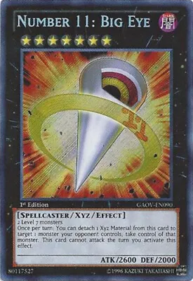 Yugioh! MP Number 11: Big Eye - GAOV-EN090 - Secret Rare - 1st Edition Moderatel • $16.41