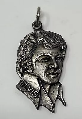 Vintage ELVIS PRESLEY Silver Colored Head Necklace Charm Jewelry 70s 80s 1” • $29.99