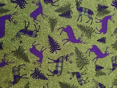 5 Metre  100% Premium Printed Cotton With Tartan Deer • £21.90