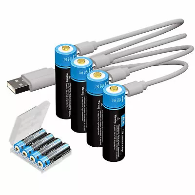 Kratax USB Rechargeable AA Batteries 4-Pack 1.5V 3300mWh AA Lithium Batteries  • $40.97