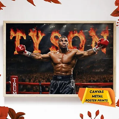 Mike Tyson Painting Fire Boxing Motivational Wall Art Poster Canvas Metal Prints • $60