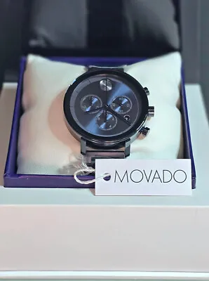 NEW! MOVADO Bold Ladies Chronograph Watch Blue Dial Hands Case & Bracelet 38mm • $429.88