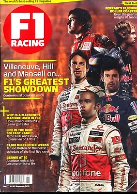 F1 Racing Magazine November 2010 Jacques Villeneuve Jenson Button Lotus • £4.99