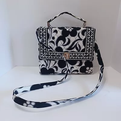 Vera Bradley JULIA Satchel In Night & Day Crossbody Strap Black And White • $19.99