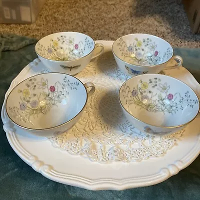 Vtg Lot Of 4  Seltmann Weiden Bavaria Wild Flowers & Butterflies Teacups • $28