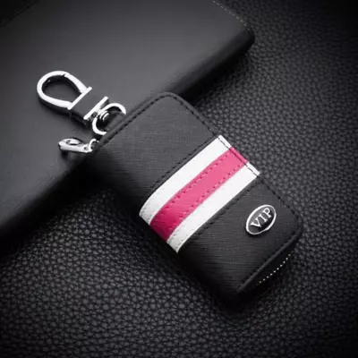 Universal Leather Car Key Fob Holder Wallet Bag Remote Case Cover Keychain Pouch • $9.38