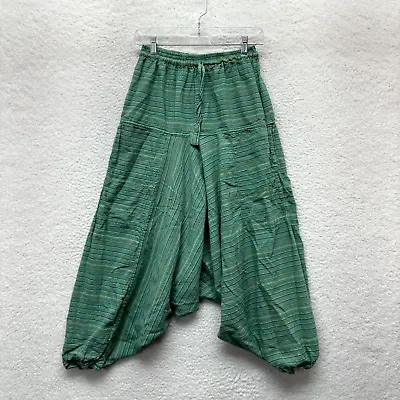 Harem Gypsy Pants XS S Small Women Green Striped Loose Baggy Relaxed Hippie Boho • $36