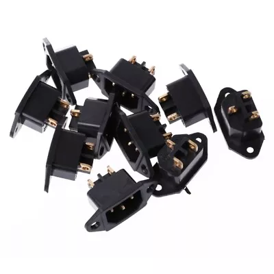 10 Pcs/Set 250V 10A 3-Pin Terminal IEC320 C14 Inlet Power Plug Socket Black • $8.46