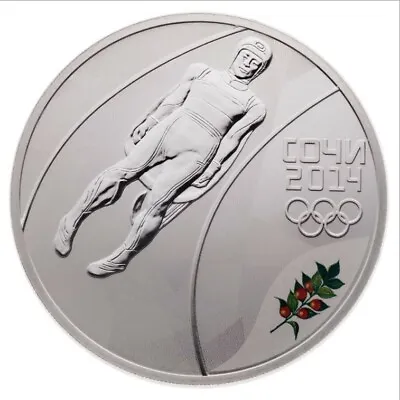 2014 3 Roubles Sochi Winter Olympics: Luge - Sterling Silver Coin • $75.94