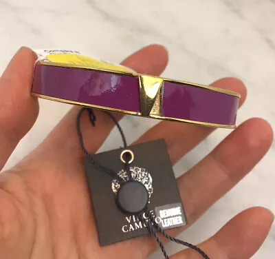 VINCE CAMUTO Gold Tone Purple Leather Bangle Bracelet • $10