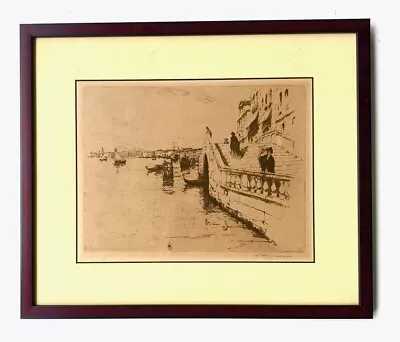 1908 T. F. Simon Etching Lagoon In Venice Pencil Signed Matted Framed Tf Simon • $120