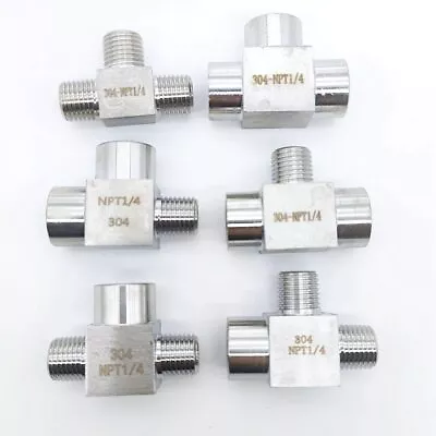 1/8  1/4  3/8  1/2  BSP NPT Female Male Tee 3 Ways Stainless Connector Splitter • $4.80