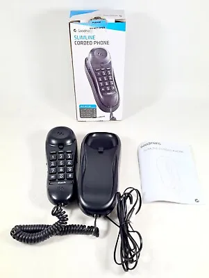 Goodmans Slimline Corded Phone Black - Wall Mountable Flashing Light Call Alert • £9.99