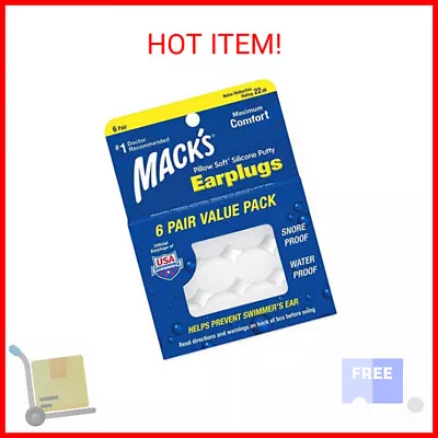 Mack's Pillow Soft Silicone Earplugs - 6 Pair Value Pack – The Original Moldabl • $10.21