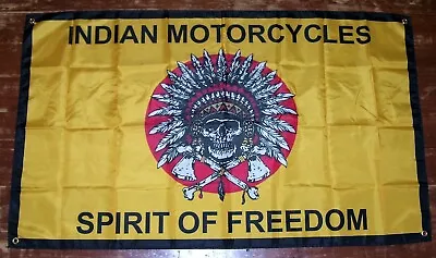 $14.88 • Buy INDIAN MOTORCYCLE Flag Banner 3'X5' MAN CAVE GARAGE SHOP WALL: FAST FREE SHIPPIN