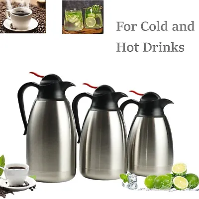 Stainless Steel Vacuum Insulated Thermal Coffee Carafe Water PitcherLeak-proof • $19.99