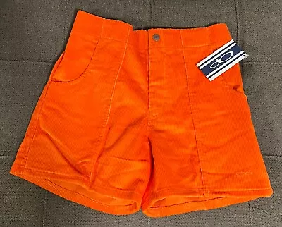 OP Ocean Pacific Corduroy Shorts Sz 33 Orange USA Talon Zipper Cotton Poly Blend • $55