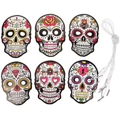 6pcs Day Of The Dead Masks - Colorful Skull Party Supplies-XL • £7.99