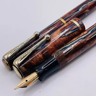 Parker Fountain Pen Thrift Flex - Visconti Desert Springs Bronze Blue White Set • $225