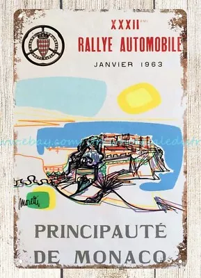 Garage Signs Sale 1963 XXXII Rallye Of Monte Carlo Motor Race Metal Tin Sign • $18.86