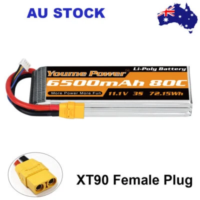 $59.78 • Buy Youme 3S 11.1V 6500mAh 80C XT90 LiPo Battery For RC Drone Airplane Boat Truck AU