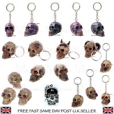 £7.95 • Buy Metallic Resin Skull Novelty Keyring Key Chain Mini Celtic Skull With Gem Eyes 