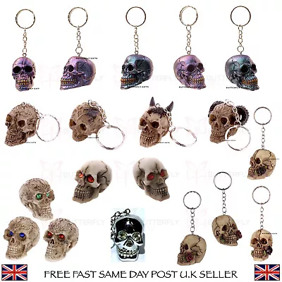 £7.95 • Buy Metallic Resin Skull Novelty Keyring Key Chain Mini Celtic Skull With Gem Eyes 