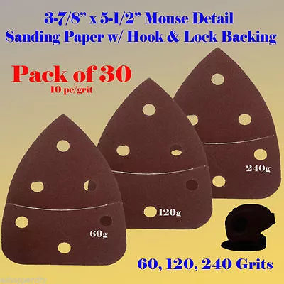 30X Mouse Detail Sander Sandpaper Hook & Loop 240 Grit For Black & Decker • $14.95