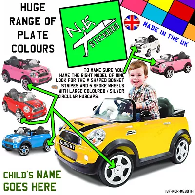 FRONT (+back?) Kids Number Plate For ROLLPLAY Electric 6v MINI Cooper S Car Toy • £2.75