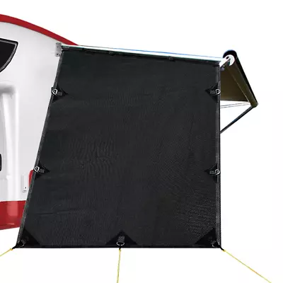 Black Caravan Privacy Screen 1.95 X 2.2M End Wall Or Side Sun Shade Roll Out • $45.44