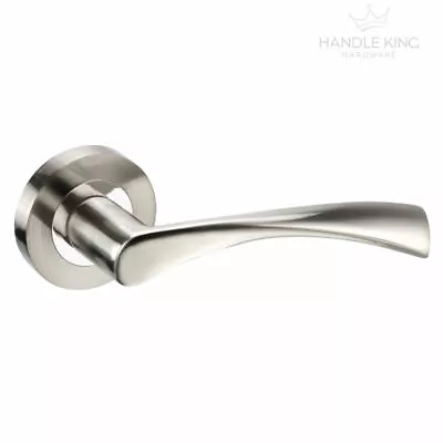 £7.99 • Buy Curved Internal Chrome Door Handles Set On Rose - Duo Polished & Satin Chrome