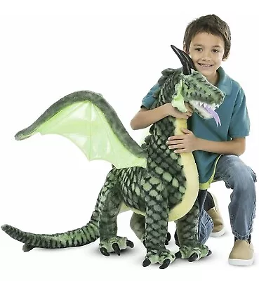 Melissa And Doug Dragon Dinosaur Plush Stuffed Animal Green Wings Jumbo 40” • $60