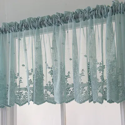 Lace Short Curtain Voile Window Drapes Sheer Kitchen Panel Tulle Cafe Curtain • £6.07