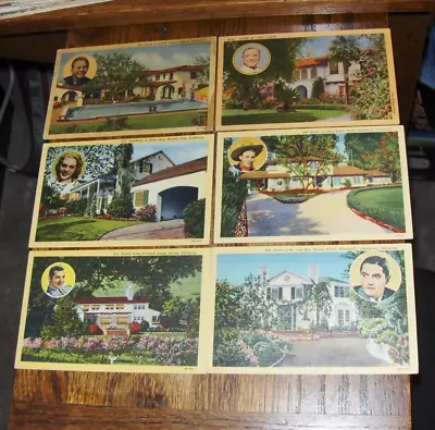 1940's Movie Star Homes Linen Postcards - Six • $5