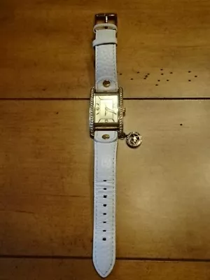 MICHAEL KORS MK2213 White Leather Women's Watch Dangling MK Charm • $89