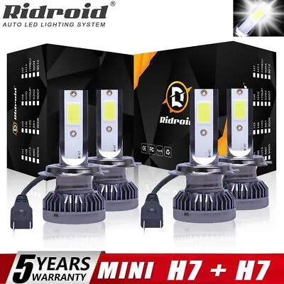 4PCS Mini H7 + H7 Combo LED Headlight Bulbs Kit High Low Beam 120W 26000LM 6000K • $15.69